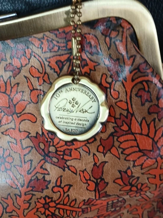 Patricia Nash 10th Anniversary Kisslock Satchel in Orange Brown - Picture 4 of 10